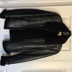 Michael Kors black leather bomber Jacket